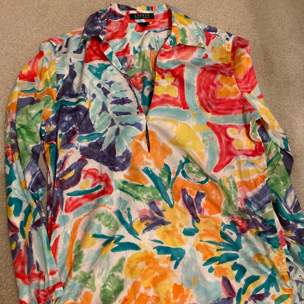 Lauren Ralph Lauren watercolor tunic top blouse